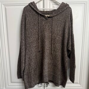 DC Jeans Women's Plus Sz 1X Brown Sweater Hoodie Ties Kangaroo Pouch Oversized